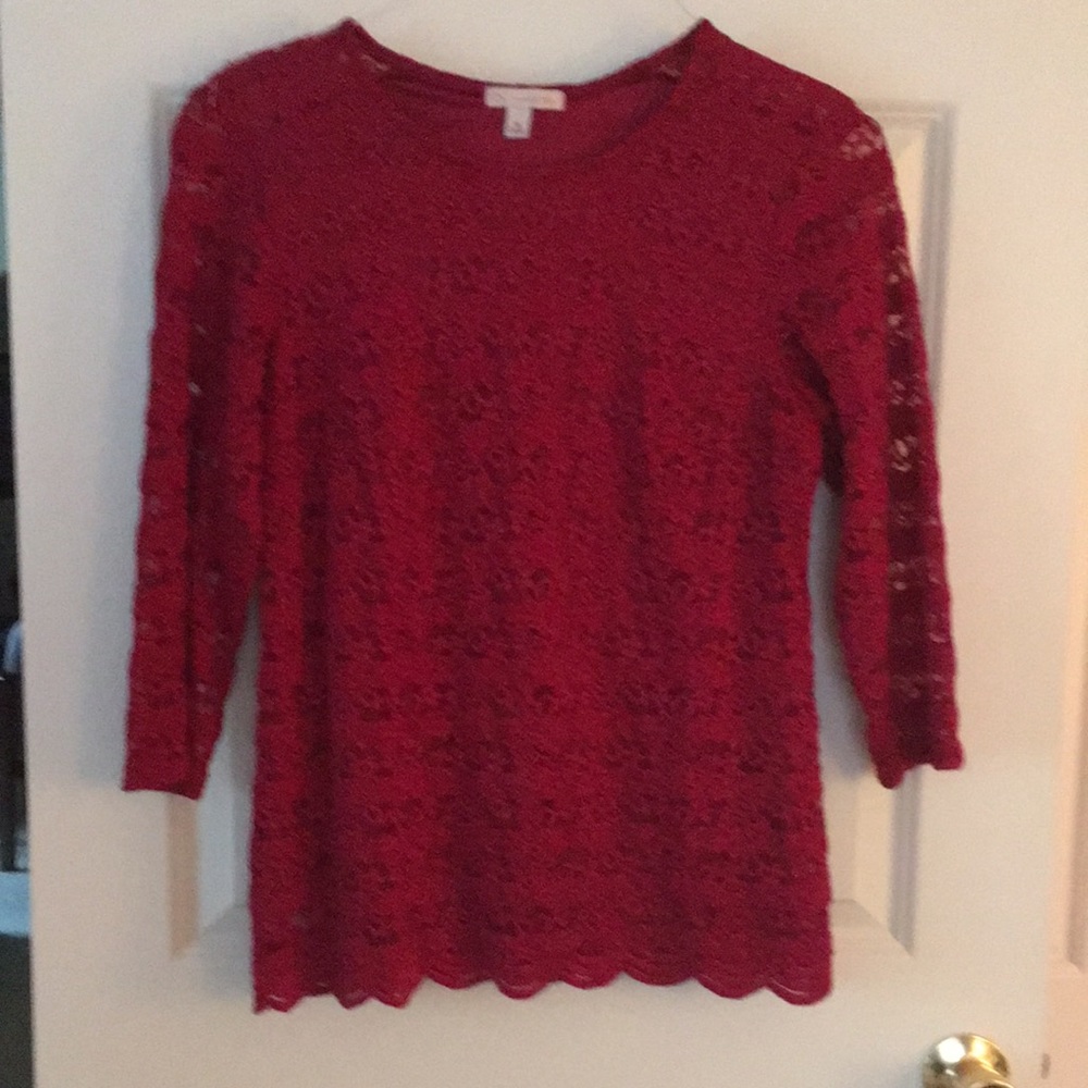 Deep red lace shirt
